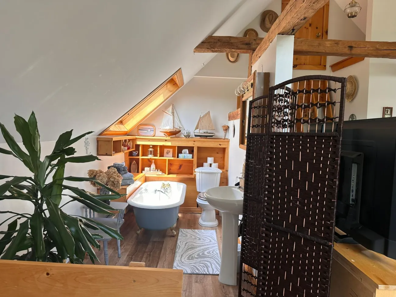 Clawfoot soaking tub set within the Sunshine Room