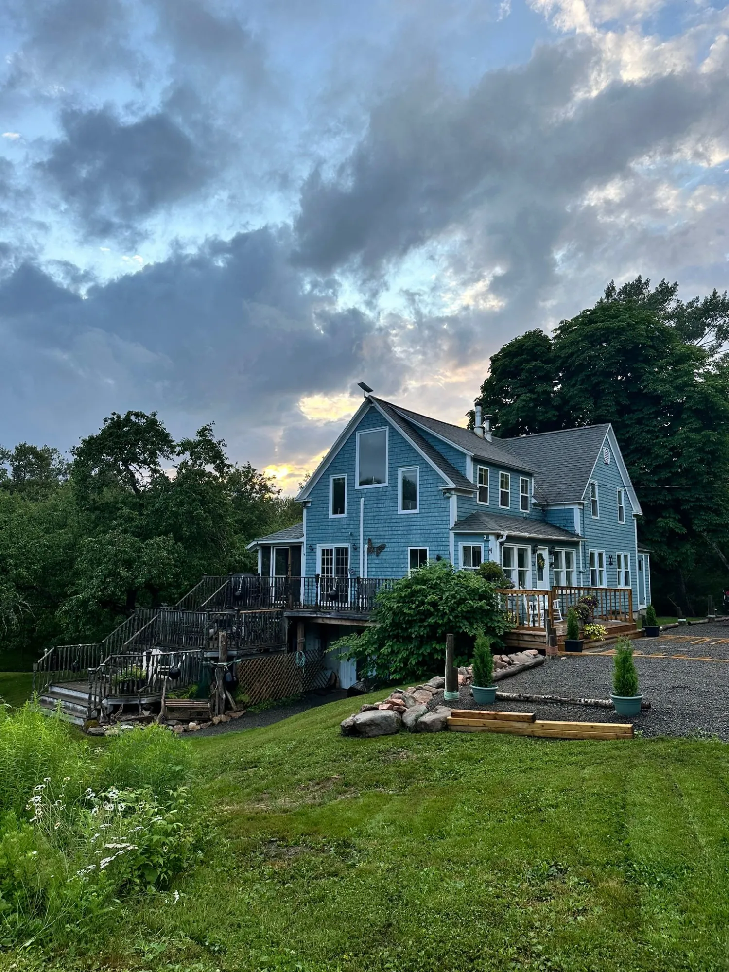 North River Lodge and its grounds settling into a calm Cape Breton evening